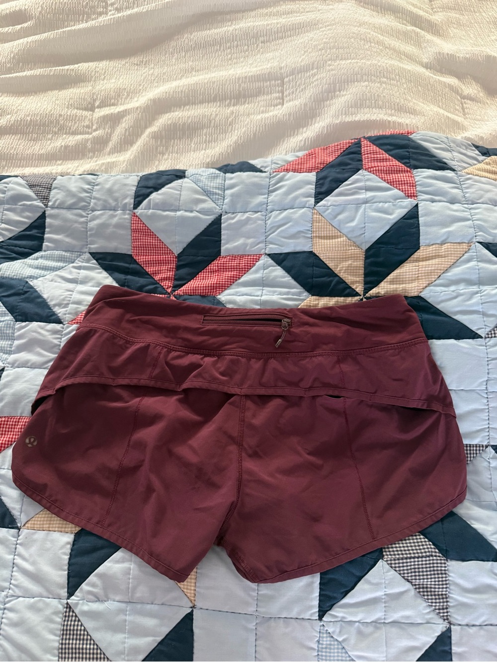 Women's Maroon Lululemon Shorts with Hidden Zip Pocket
